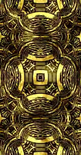 Gold Brown Kaleidoscopic Patterned Design Circles Squares Loop Animation — Stock Video