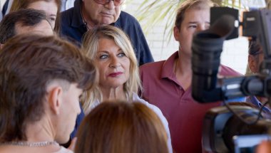 MADRID - SPAIN - JUL 10th 2024 - Sonsoles Palacios, councilor of Torrelodones town council, during a press conference clipart