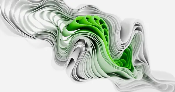 Bir sürü beyaz bez şeritli, yeşil ve beyaz bir resim. Görüntü bir dalganın temsili. Windows biçiminde modern moda