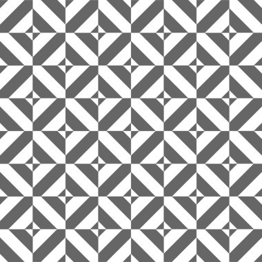 Monokrom döşeme. Kare ve üçgenlerden oluşan kusursuz desen. Fayanslar bir hareket ve enerji hissi yaratacak şekilde düzenlenmiş. Manzara dinamik ve canlı