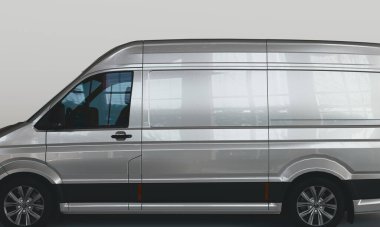 Grey Commercial Vehicle isolated on white background, 3d rendering.