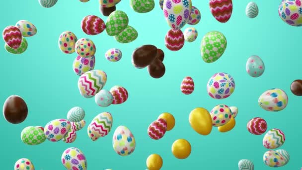 Beautiful Easter Background Colorful Easter Eggs Falling Professional Cinematic Animation — Video