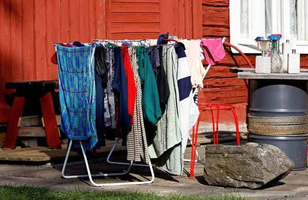 Tvätt Torkning Utomhus Solsken — Stockfoto