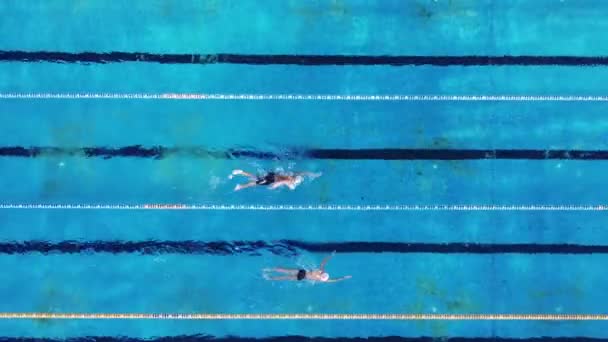 Yüzücülerden Oluşan Bir Grup Havuz Üstü Havuz Manzaralı Bir Yerde — Stok video