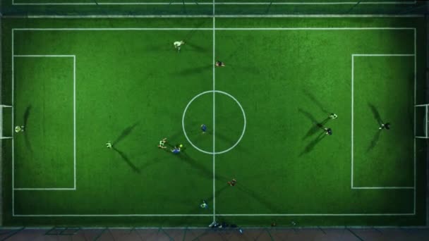 Vue Aérienne Mini Match Football Football Terrain Minifootball Les Footballeurs — Video