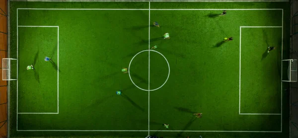 Vista Aérea Mini Partido Fútbol Fútbol Minicampo Fútbol Futbolistas Drone —  Fotos de Stock