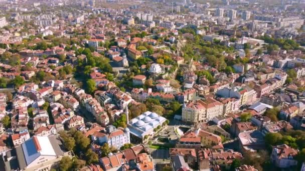 Flygfoto Ovanifrån Staden Plovdiv Bulgarien — Stockvideo