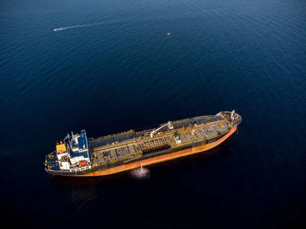 Повітряний Верхній Безпілотник Фото Промислового Палива Нафтохімічного Танкера Круїзного Моря — стокове фото