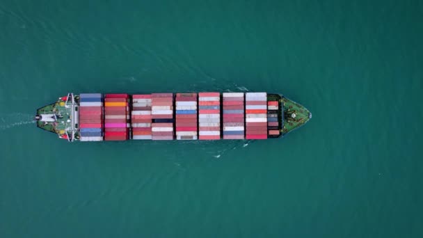 Luftaufnahme Von Fracht Containerschiff Meer — Stockvideo