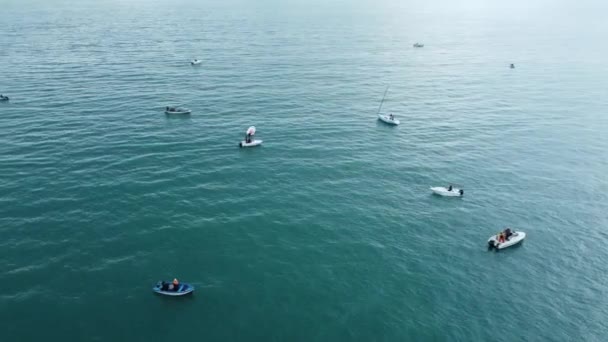 Вид Зверху Рибальські Човни Морі — стокове відео