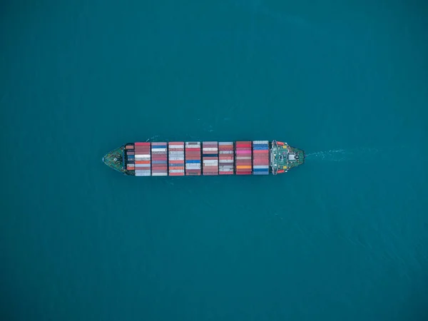 Aerial Top View Cargo Container Ship Sea — Stock Photo, Image