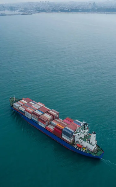 Vista Aerea Dall Alto Della Nave Container Cargo Mare — Foto Stock