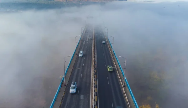 Вигляд Згори Міст Аспарухова Тумані Вранці Варна Болгарія — стокове фото