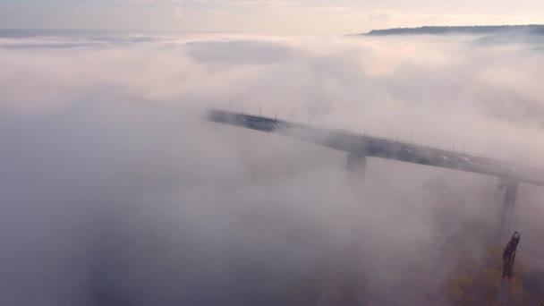 Aerial View Asparuhov Bridge Fog Morning Varna Bulgaria — Stock Video