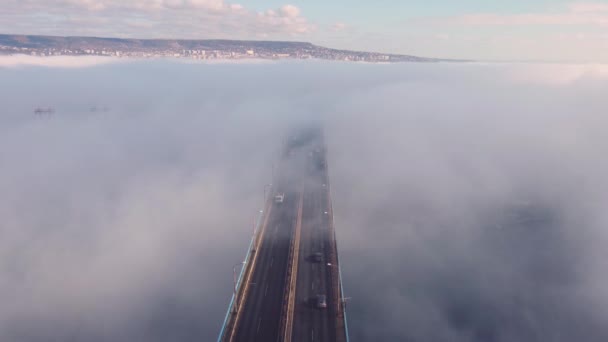Bulgaristan Varna Kentindeki Asparuhov Köprüsünün Sabah Hava Görüntüsü — Stok video