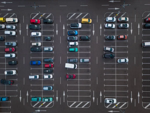 Aerial Top View Automobile Parking —  Fotos de Stock