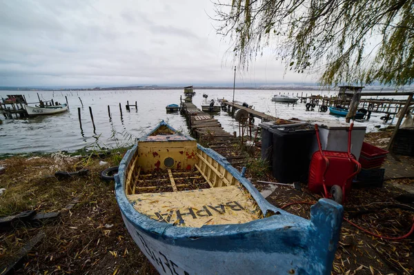 Fischerboote Der Nähe Von Holzstegen Einem Alten Fischerdorf Varna Bulgarien — Stockfoto