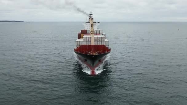 Flygfoto Container Fartyg Sjöfart Eller Transport Koncept Bakgrund — Stockvideo