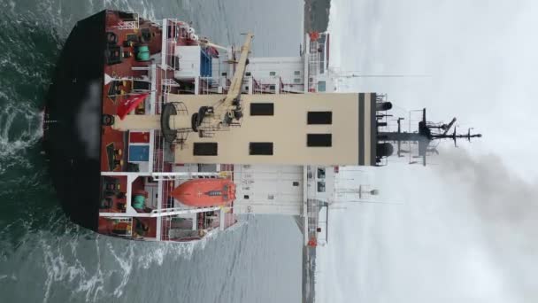 Flygfoto Container Fartyg Sjöfart Eller Transport Koncept Bakgrund — Stockvideo