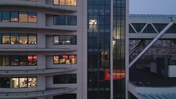Immeuble Bureaux Nuit Vue Aérienne Drone — Video