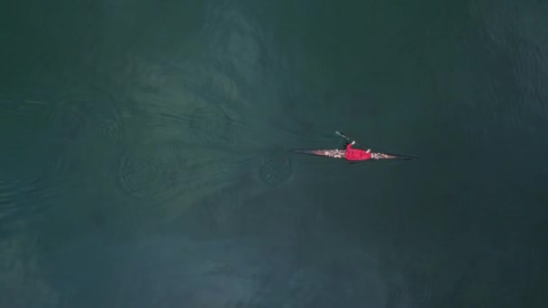 Відкриті Водні Види Спорту Каяка Повітря Зверху Вниз — стокове відео