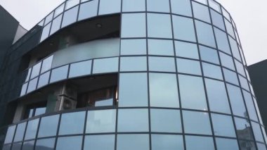 Modern office or residential building aerial drone view