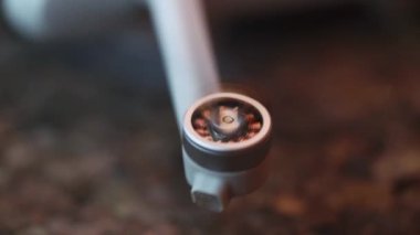 Drone motor and propeller close-up