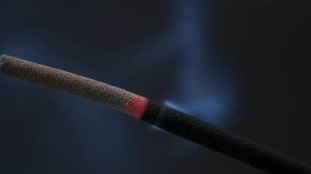Burning Incense Stick Macro Close — Vídeo de Stock
