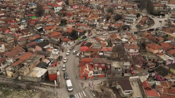 Τσιγγάνικη Φτωχογειτονιά Maksuda Στη Βάρνα Βουλγαρίας Εναέρια Άποψη — Αρχείο Βίντεο