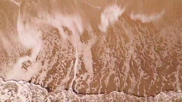 Kumlu Kumsalın Yukarıdan Görünüşü Deniz Sörfü Yavaş Çekim Hiç Kimse — Stok video
