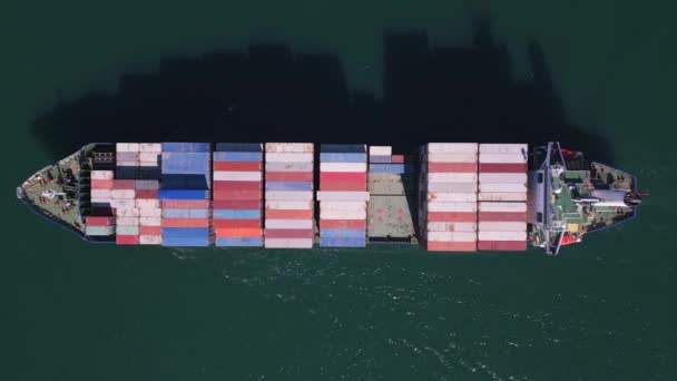 Containerschiff Schifffahrt Oder Transportkonzept Aus Der Luft — Stockvideo