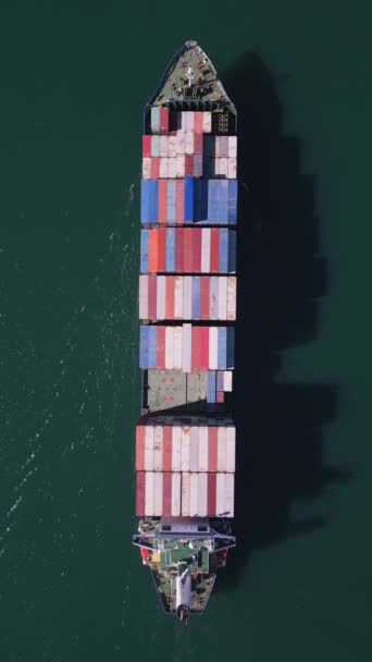 Achtergrondinformatie Containerschip Scheepvaart Transportconcept Vanuit Lucht — Stockvideo