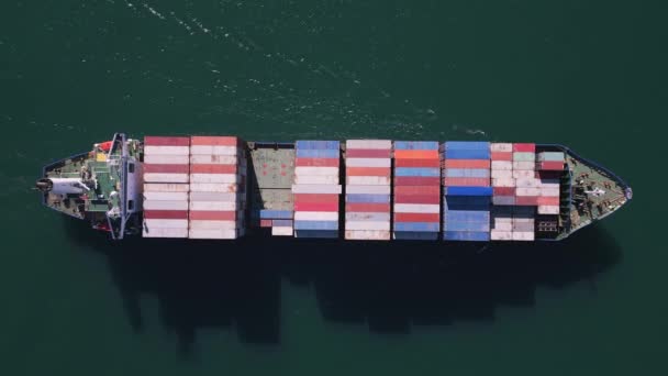 Achtergrondinformatie Containerschip Scheepvaart Transportconcept Vanuit Lucht — Stockvideo