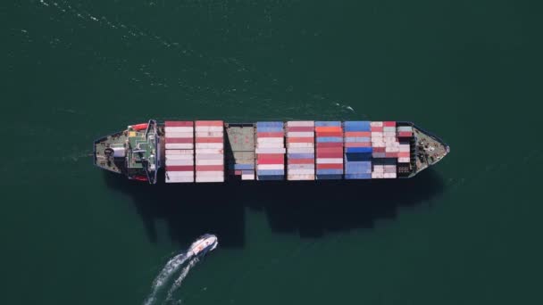Εναέρια Κορυφή Άποψη Εμπορευματοκιβωτίων Πλοίο Ναυτιλία Μεταφορά Έννοια Υπόβαθρο — Αρχείο Βίντεο