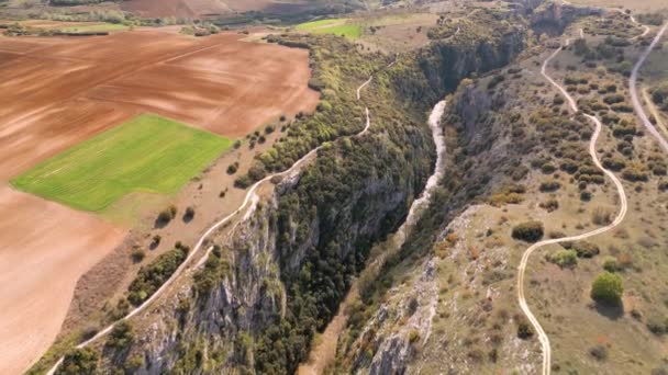 Вид Сверху Каньон Аггита Греции Высоты Птичьего Полета Открывается Захватывающий — стоковое видео