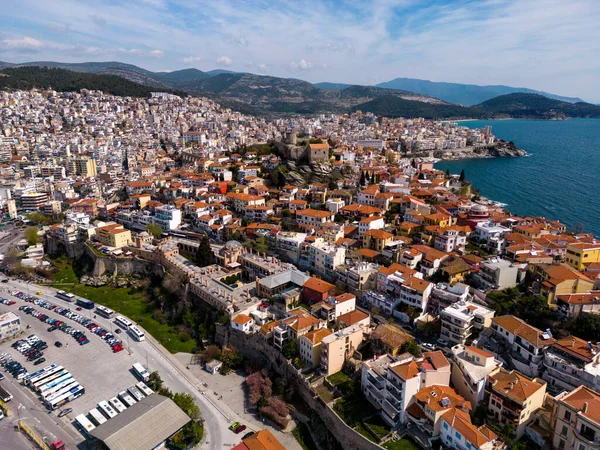 stock image Kavala is a picturesque city located in northeastern Greece, known for its stunning aerial views. Visitors can enjoy breathtaking panoramas of the citys colorful buildings and vibrant waterfront from