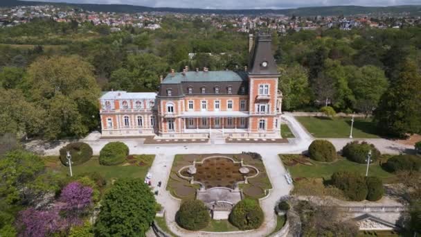 Flygfoto Över Det Historiska Euxinogradpalatset Varna Bulgarien Beundra Den Stora — Stockvideo