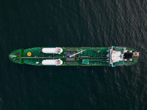 Aerial top view oil ship tanker carrier oil on the sea