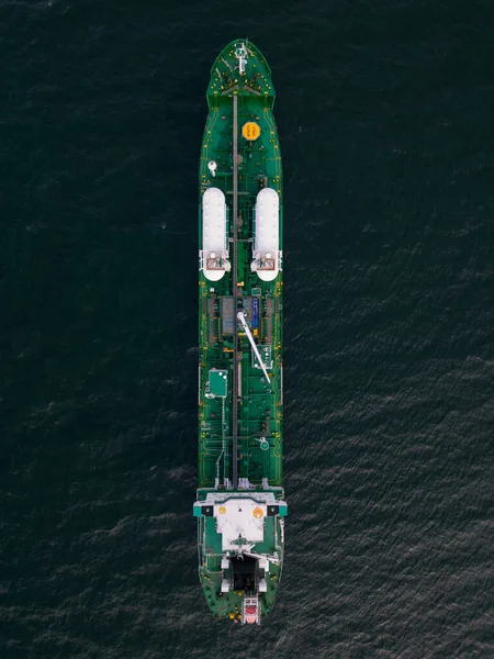 Vista Superior Aérea Óleo Transportador Navio Petroleiro Mar — Fotografia de Stock