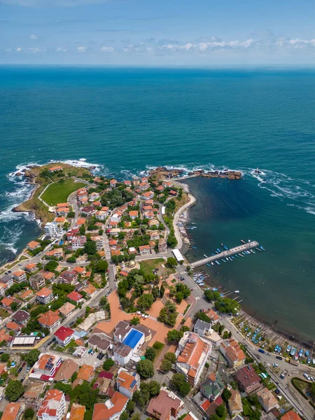 Aerial Top View Small Coastal Town Ahtopol Black Sea Coast — Stock Photo, Image