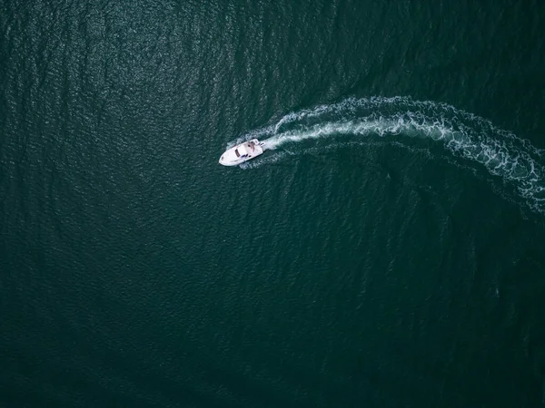Luftaufnahme Von Oben Nach Unten Von Speed Motorboot Auf Offener — Stockfoto