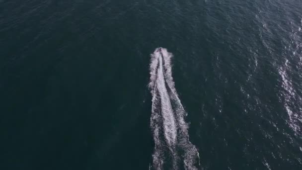 Vista Dinâmica Aérea Scooter Água Embarcação Pessoal Corrida Jato Esqui — Vídeo de Stock
