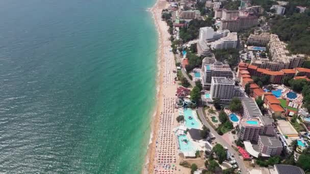 Anténní Pohled Letovisko Bulgarias Golden Sands Během Letní Sezóny Řada — Stock video