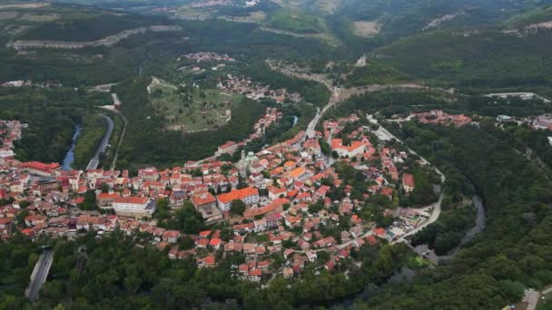 Вид Повітря Веліко Тарнов Відкриває Болгарське Місто Багате Історією Культурою — стокове відео