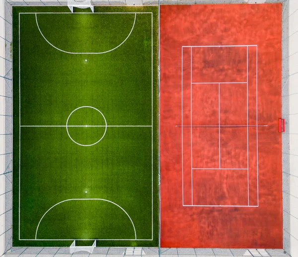 Vista Aérea Campo Futebol Campo Ténis Espaços Actividade Competição — Fotografia de Stock
