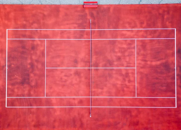Зверху Вниз Вигляд Порожній Яскравий Тенісний Корт Очікування Гри Немає — стокове фото