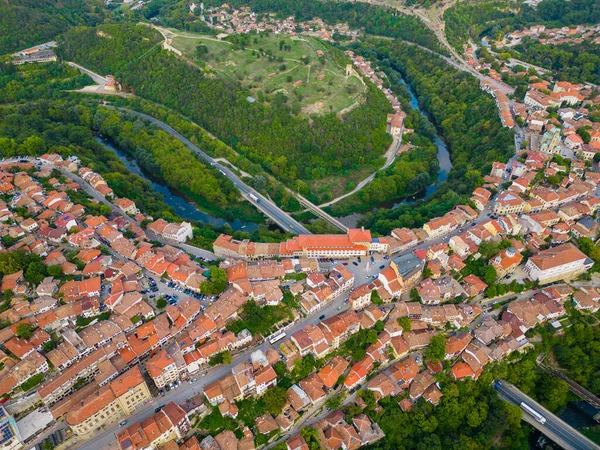 Aerial View Veliko Tarnovo Reveals Bulgarian City Rich History Culture — Stock Photo, Image