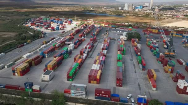 Vista Aerea Dall Alto Container Terminal Nel Porto Dove Enormi — Video Stock
