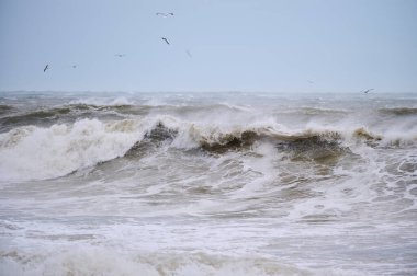 Karadeniz 'deki inanılmaz güçlü bir fırtına sırasında şiddetli dalgalar..