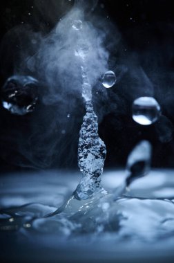 Kaynayan su süreci, nemlendiriciden fışkıran bir su akıntısı ya da yakınlaştırılmış bir dağıtıcı..